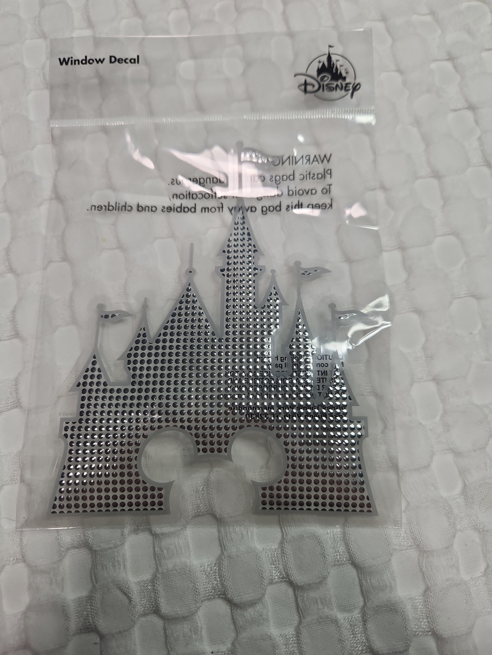 Disney Silver Castle Window Decal with Mickey Silhouette
